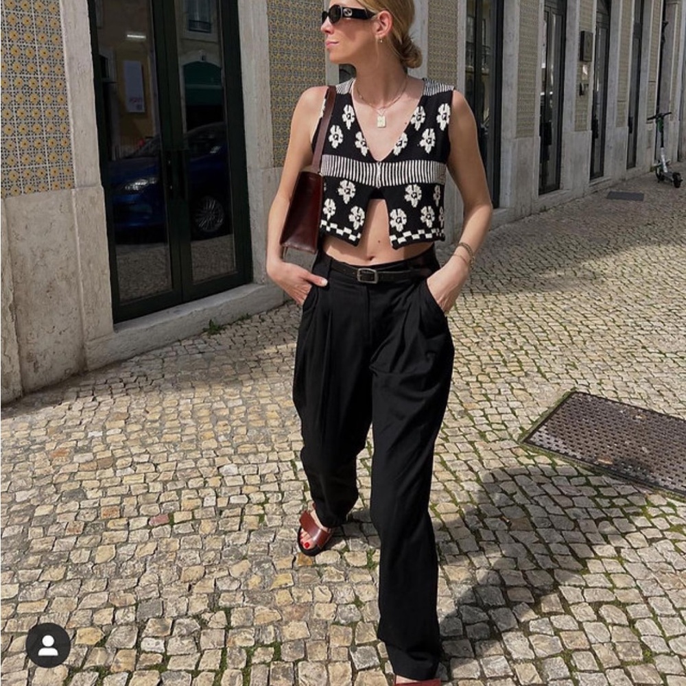 Tach Lorenza Knit Top-Black and White